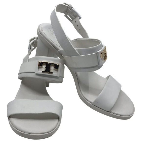Tory Burch Shoes - TORY BURCH White Leather High Heels Sandals size 6